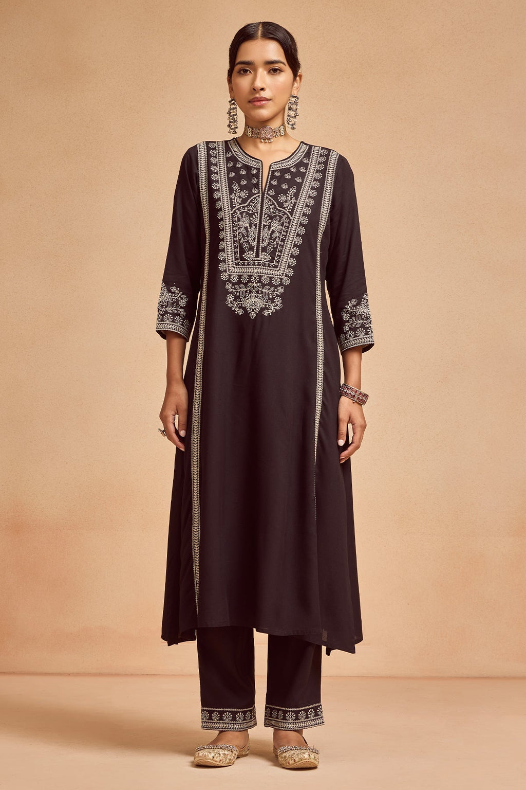 Black Embroidered Kurta 2 Pcs Set